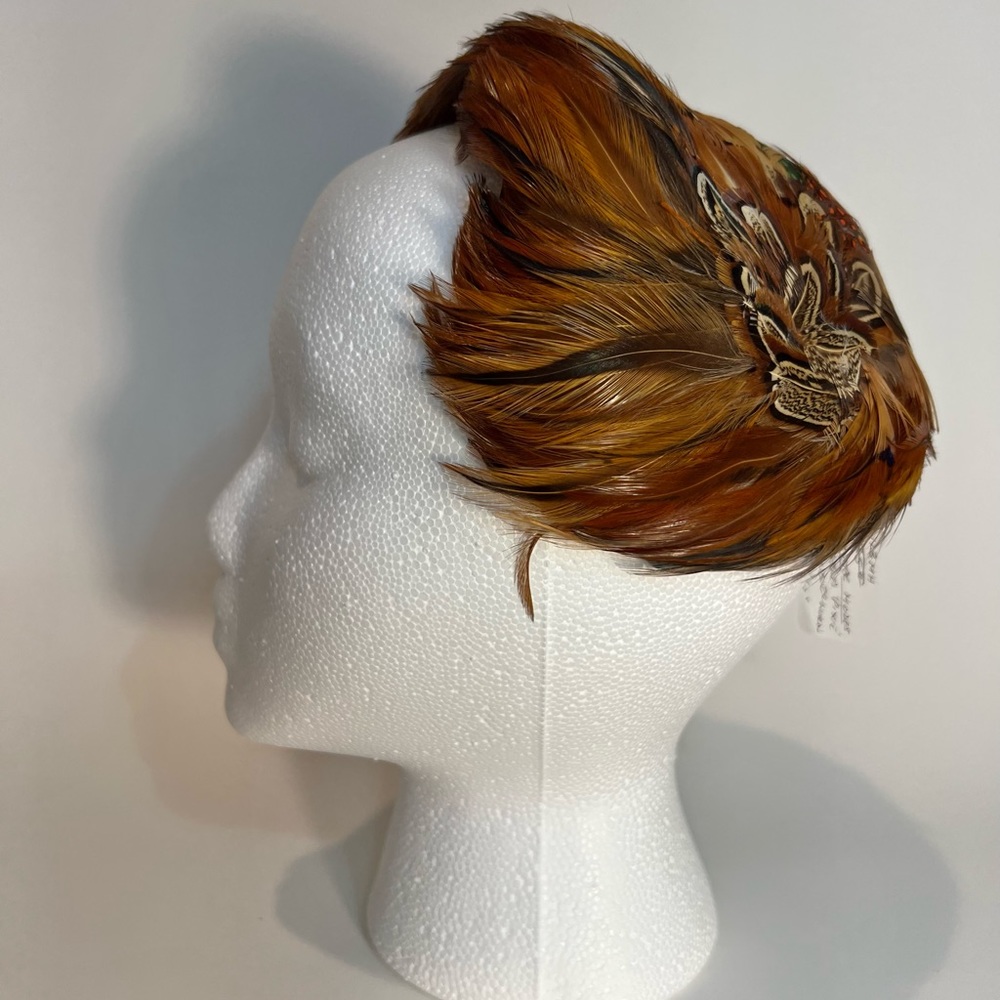 Brand New, True Vintage 1950s Eva Mae Modes feathered hat.